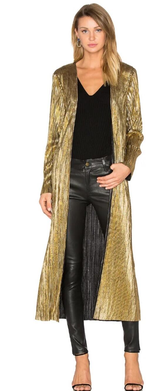 HOUSE OF HARLOW 1960 x Revolve gold open front metallic long duster Jodie jacket